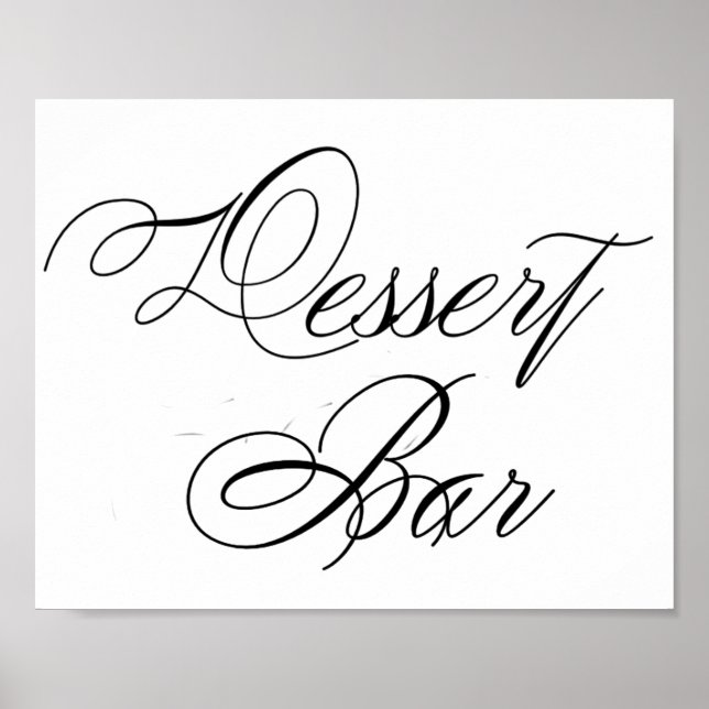 Elegant Dessert Bar Black Script | Horizontal Sign (Front)