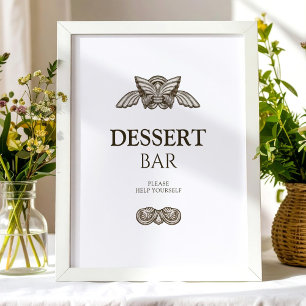 Elegant dessert bar table sign with stone elements