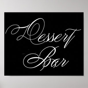 Elegant Dessert Bar White Script Horizontal Sign