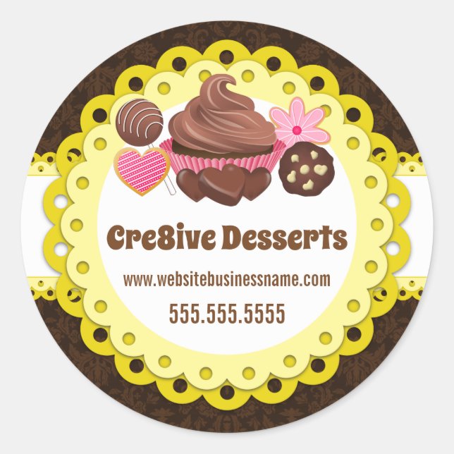 Elegant Desserts Bakery Packaging Seals (Front)