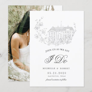 Elegant Destination Floral Photo Save The Date Invitation
