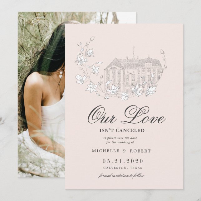 elegant destination floral Photo Save The Date Invitation (Front/Back)