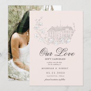 elegant destination floral Photo Save The Date Invitation