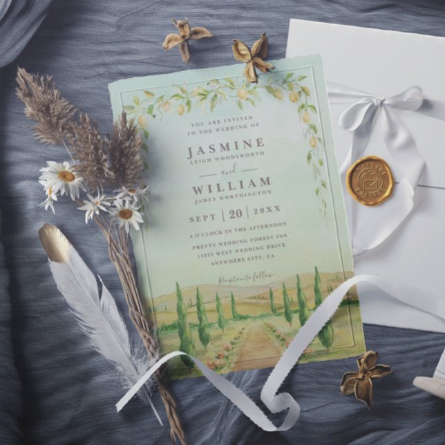 Elegant Destination Italy Rustic Modern Wedding Invitation (Creator Uploaded)