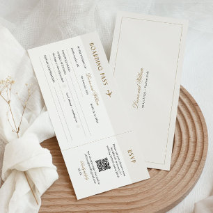 Elegant Destination Wedding Boarding Pass RSVP
