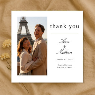 Elegant Destination Wedding Photo Square Thank You Card