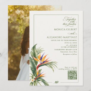 Elegant Destination Wedding QR Code Photo Invitation