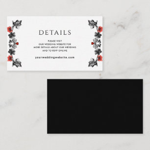 Elegant Details /or Other Black Red Gothic Wedding Enclosure Card