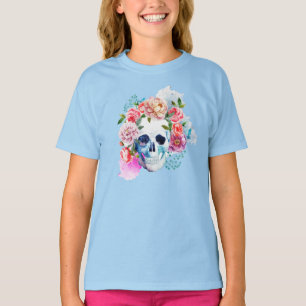 Elegant Dia de los Muertos Floral Skull Shirt