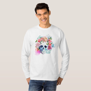 Elegant Dia de los Muertos Floral Skull Shirt