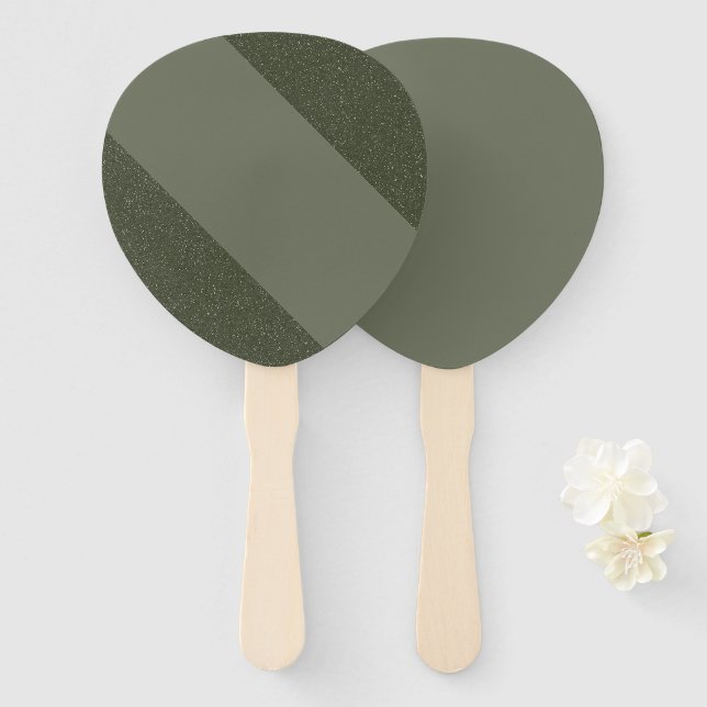 Elegant Diagonal Oval Fan Set in Moss Green (Front and Back)