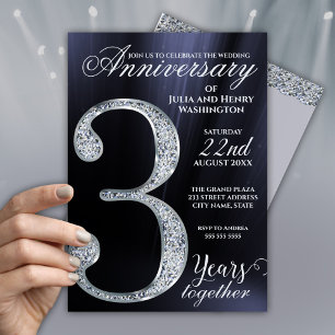 Elegant Diamond 3 years together Anniversary Invitation