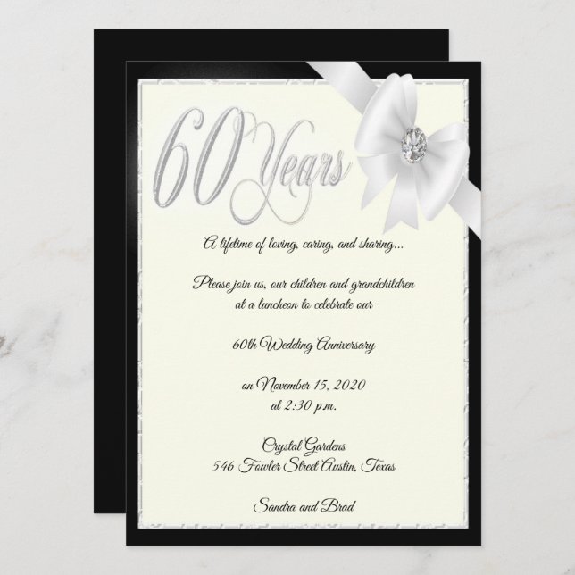 Elegant Diamond 60th Anniversary Celebration Invitation (Front/Back)