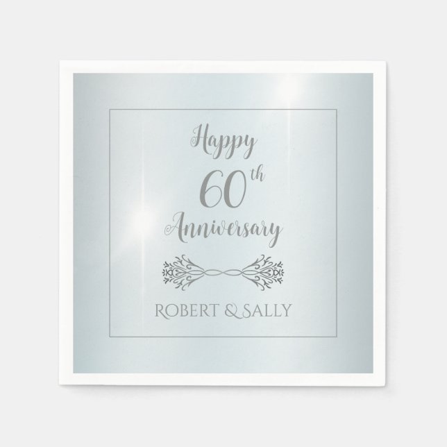Elegant Diamond 60th Wedding Anniversary Party  Napkin (Front)