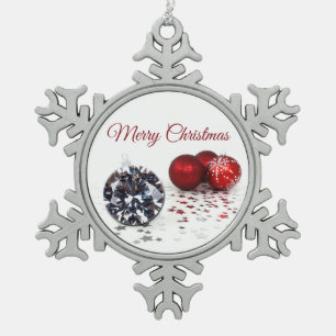 Elegant Diamond and Red Christmas Ornaments