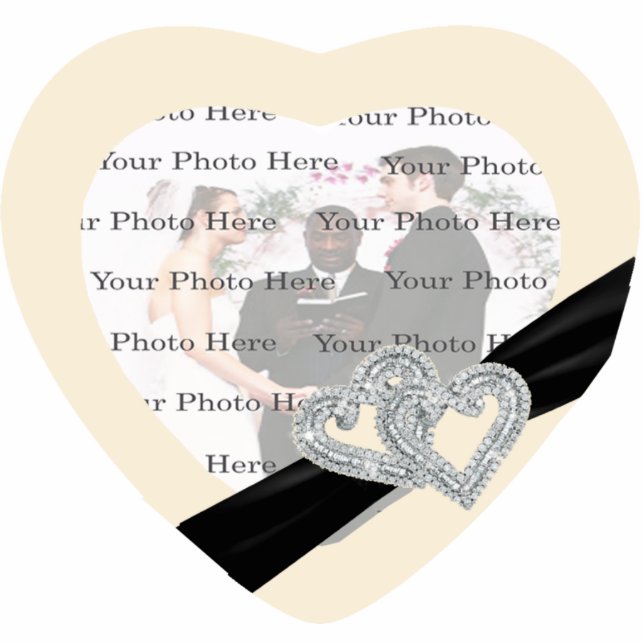 Elegant Diamond Black Ribbon Photo Frame Standing Photo Sculpture (Front)