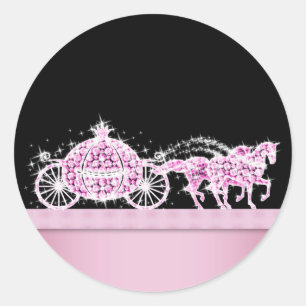 Elegant Diamond Carriage Pink Princess Stickers