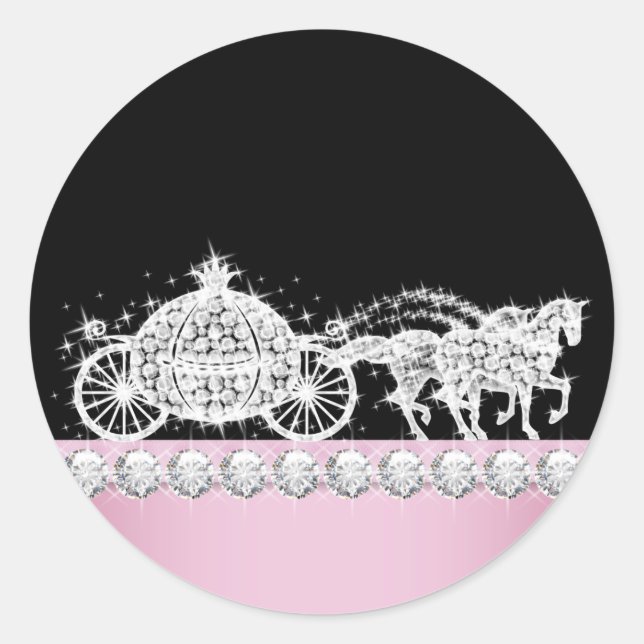 Elegant Diamond Carriage Pink Princess Stickers (Front)