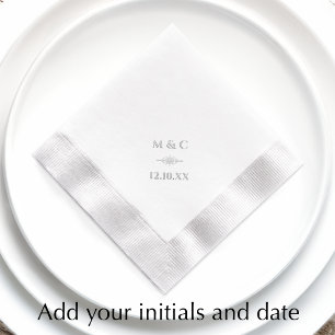 Elegant Diamond Couple's Monogram & Date Wedding Foil Napkins