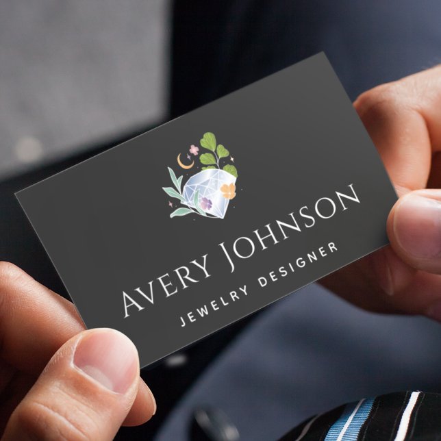 Elegant Diamond Crystal Jewelry Designer Minimal Business Card (Creator Uploaded)