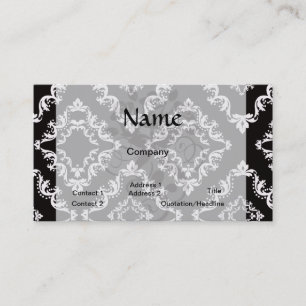 elegant diamond damask black white business card