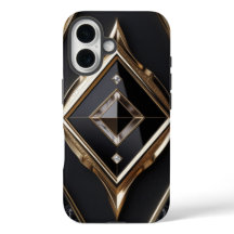 Elegant Diamond Geometric Black Gold iPhone Case