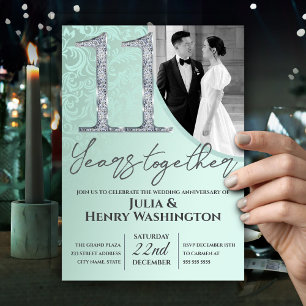 Elegant Diamond Green Wedding Anniversary  Invitation