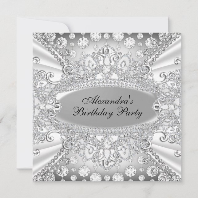 Elegant Diamond Jewel Birthday Party Invitation (Front)