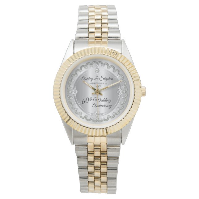 Elegant Diamond Jubilee 60th Wedding Anniversary  Watch (Front)