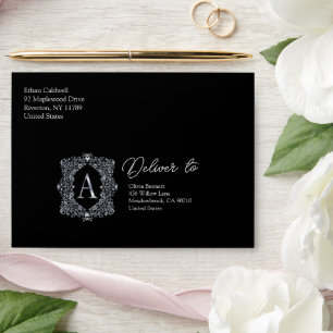 Elegant Diamond Monogram Letter A Envelope