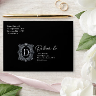 Elegant Diamond Monogram Letter D Envelope