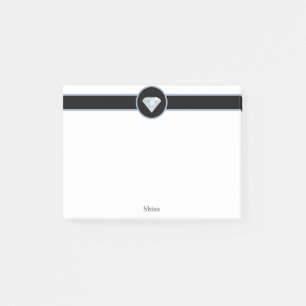 Elegant diamond on black and white post-it notes