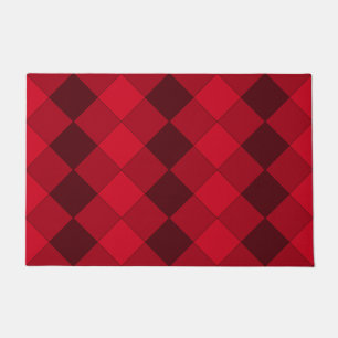 Elegant Diamond Pattern in Red Grey Shades Doormat