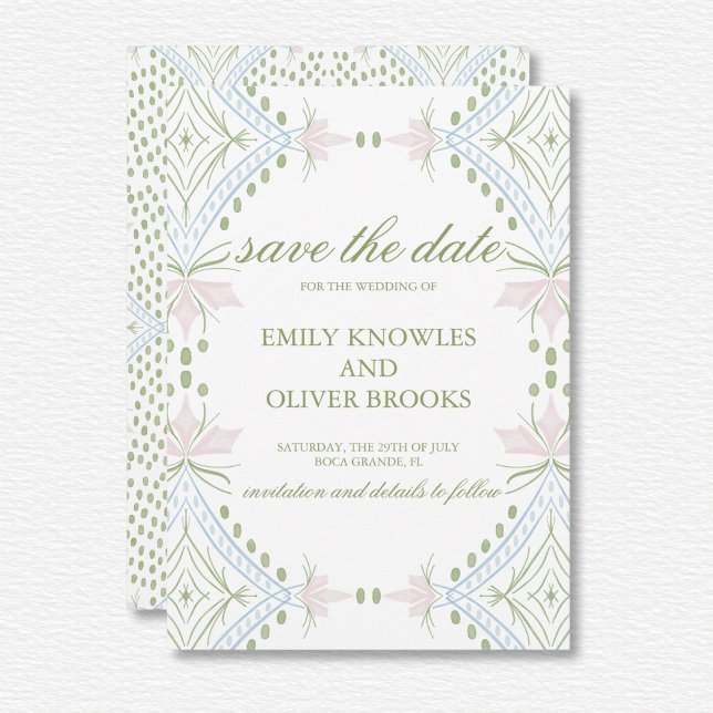 Elegant Diamond Pattern Wedding Save The Date (Creator Uploaded)