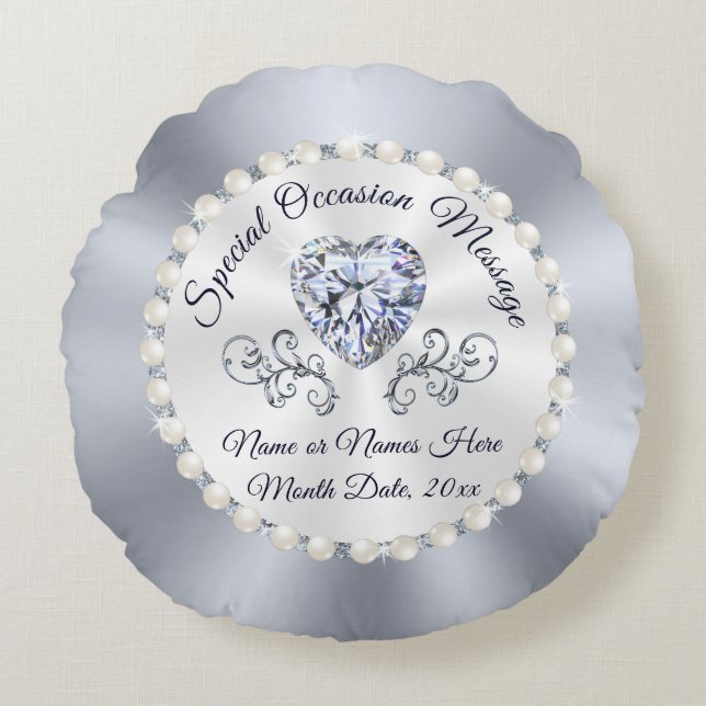 Elegant Diamond Personalised Ring Bearer Pillow (Front)