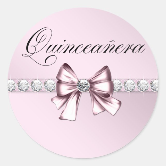 Elegant Diamond Pink Black Quinceanera Stickers (Front)