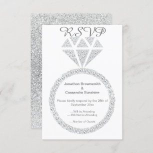 ELEGANT DIAMOND RING GLITTER RSVP INVITATION