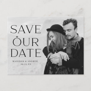 Elegant Diamond Ring Overlay Photo Save the Date Announcement Postcard