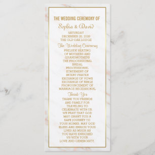 Elegant Diamond Rose Gold Marble  Wedding Program Programme