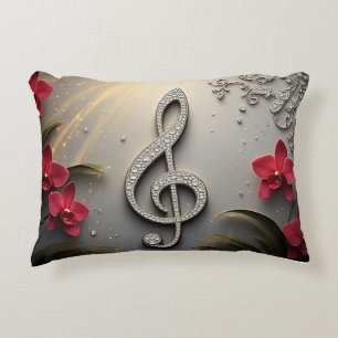 Elegant Diamond Treble Clef Jewellery Decorative Cushion