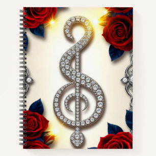 Elegant Diamond Treble Clef Jewellery Notebook