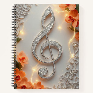 Elegant Diamond Treble Clef Jewellery Notebook