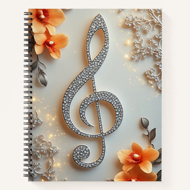 Elegant Diamond Treble Clef Jewellery Notebook (Front)