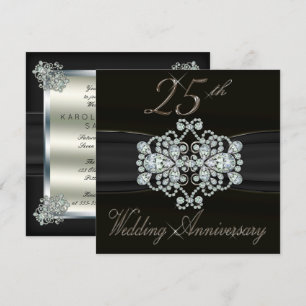 Elegant Diamonds 25th Silver Wedding Anniversary Invitation