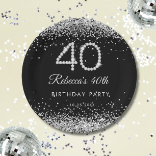 Elegant Diamonds 40th Birthday Party Paper Plate
