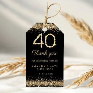 Elegant Diamonds 40th Birthday Party Thank you  Gift Tags