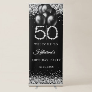 Elegant Diamonds 50th Birthday Retractable Banner