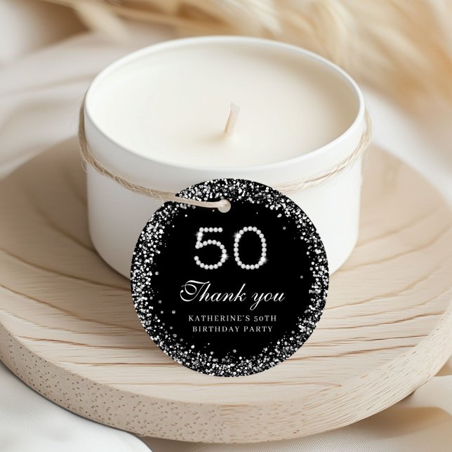 Elegant Diamonds 50th Birthday Thank you Tag (Creator Uploaded)
