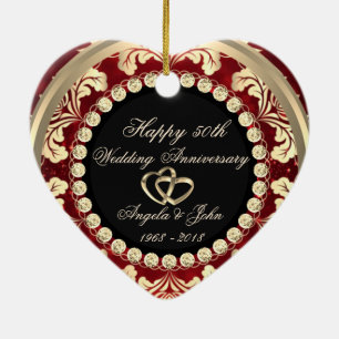Elegant Diamonds 50th Wedding Anniversary Ceramic Tree Decoration
