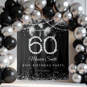 Elegant Diamonds 60th Birthday Party Backdrop Tapestry